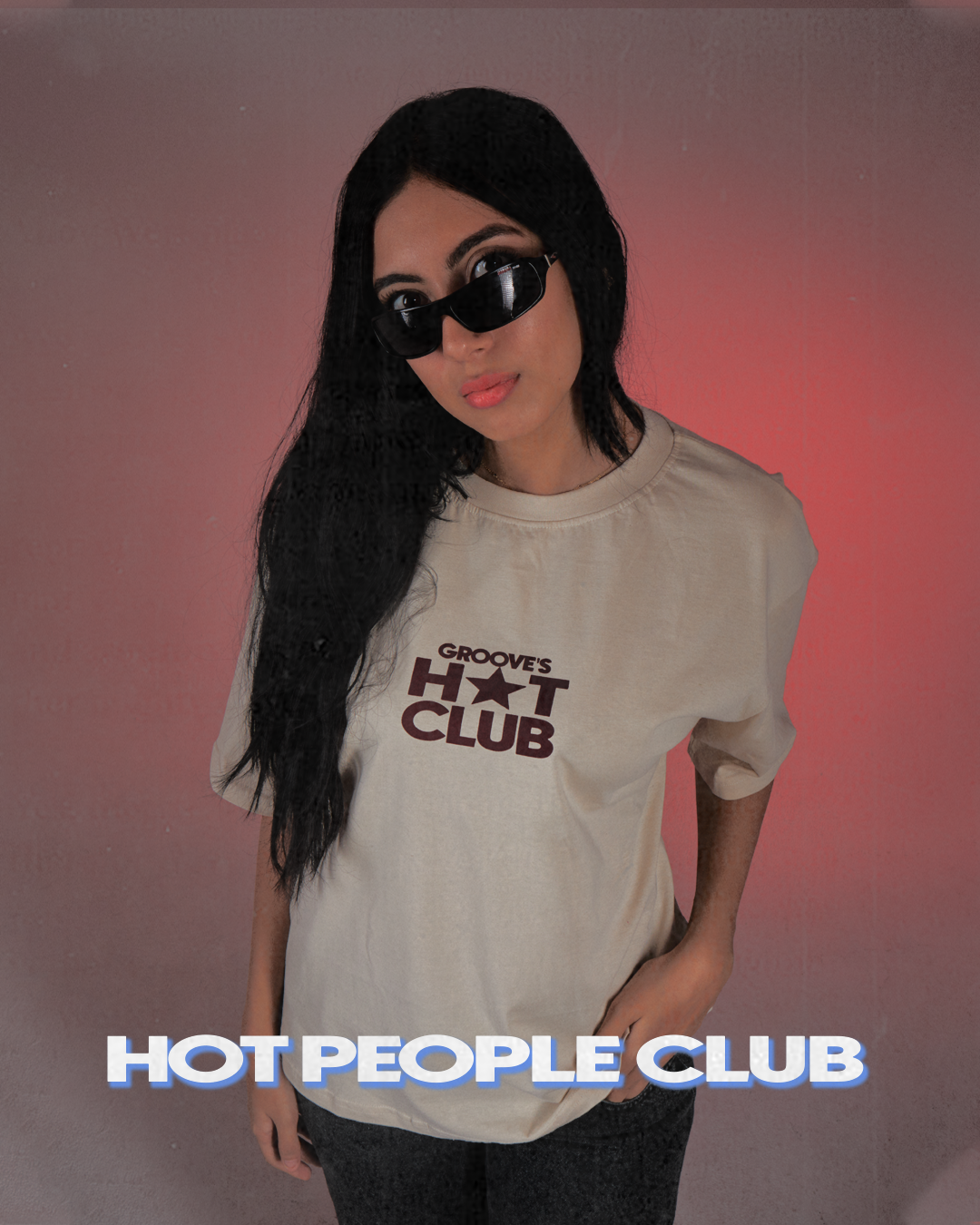 HOT PEOPLE CLUB UNISEX CREAM OVERSIZED T-SHIRT