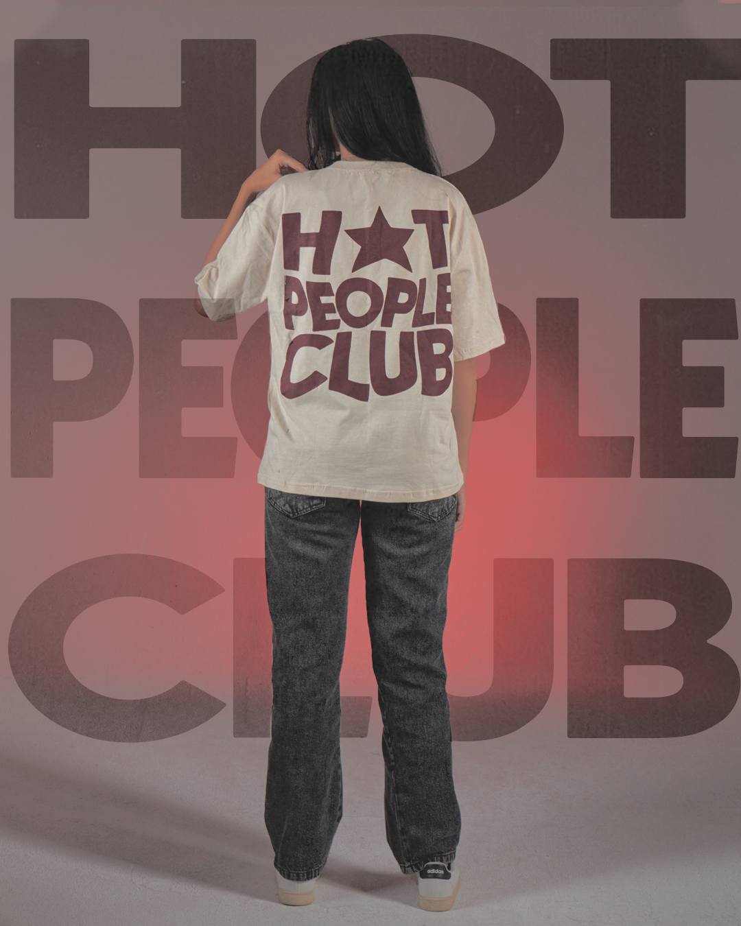 HOT PEOPLE CLUB UNISEX CREAM OVERSIZED T-SHIRT