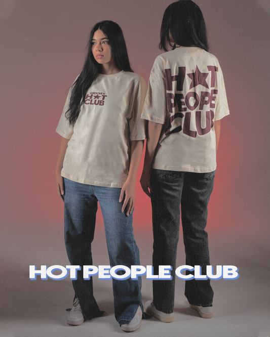 HOT PEOPLE CLUB UNISEX CREAM OVERSIZED T-SHIRT